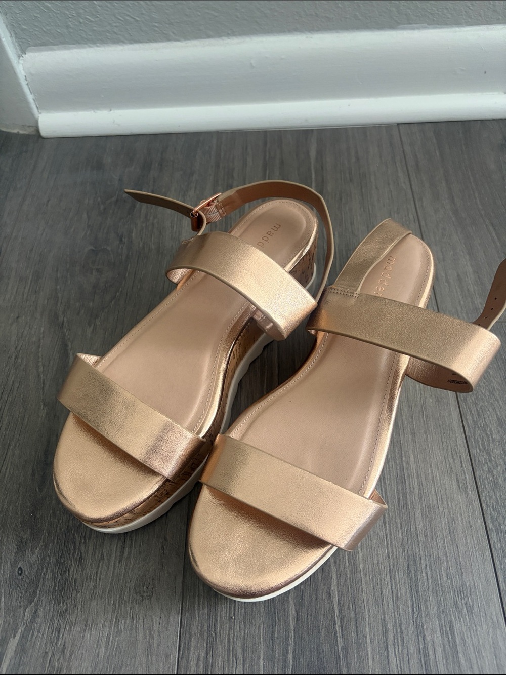 Madden Girl Metallic Rose Gold Platform Sandals